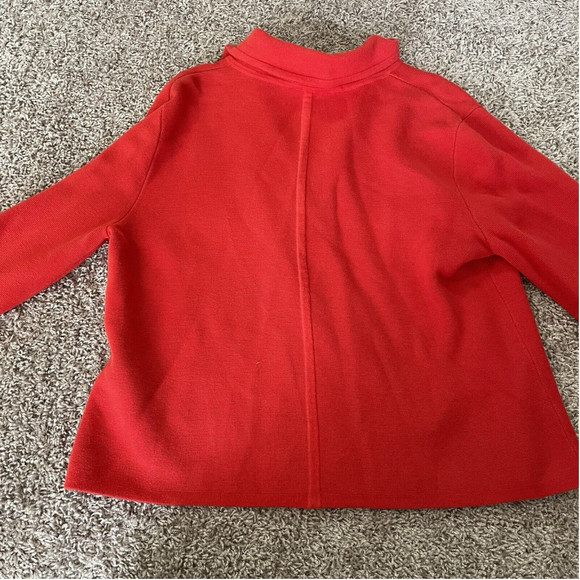 Vintage TALBOTS Womens Jacket Medium Red 100% Cotton Double Breasted Blazer Knit - Picture 7 of 7